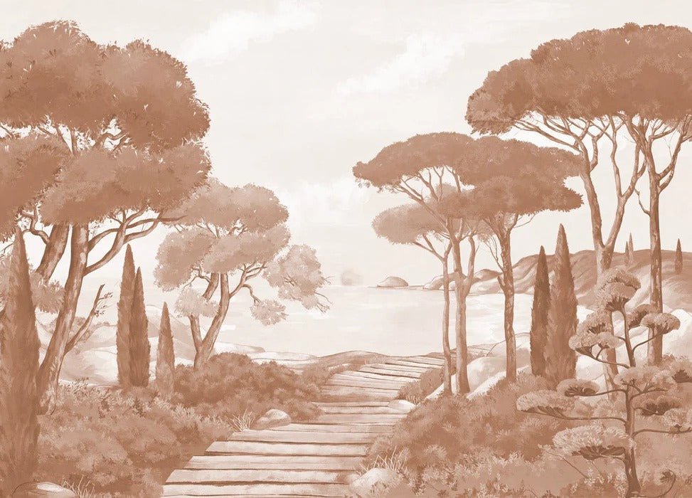 Carta da parati Passeggiata nei torrenti in terracotta