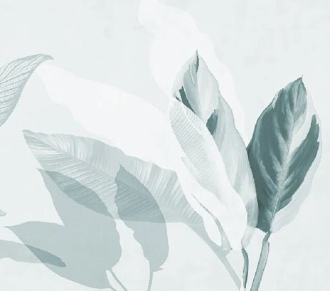 Papier peint feuillage moderne vert d'eau