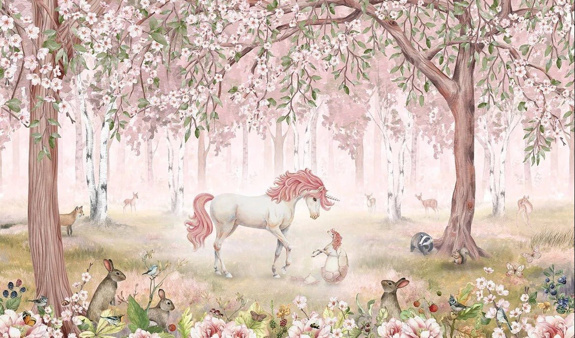 Carta da parati rosa fata unicorno