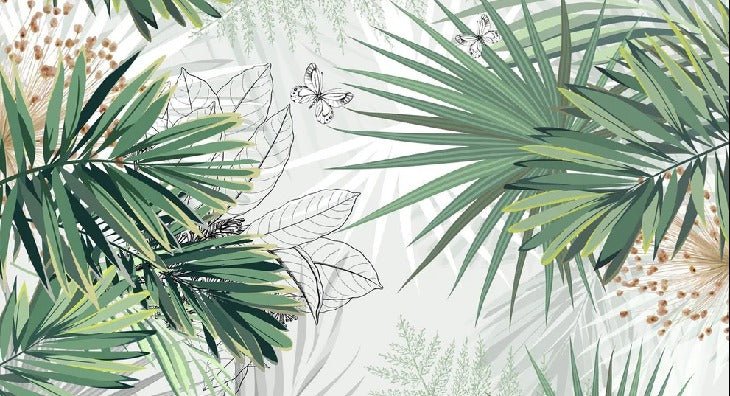 Papier peint panoramique nature green palm, XXL, tendance