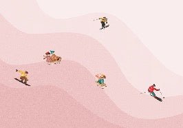 Carta da parati per bambini sciatori rosa