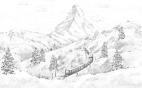 Carta da parati panoramica del Cervino in bianco e nero