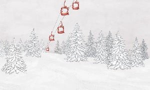 Carta da parati rossa per gondola di montagna