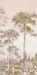 Carta da parati natura pineta seppia