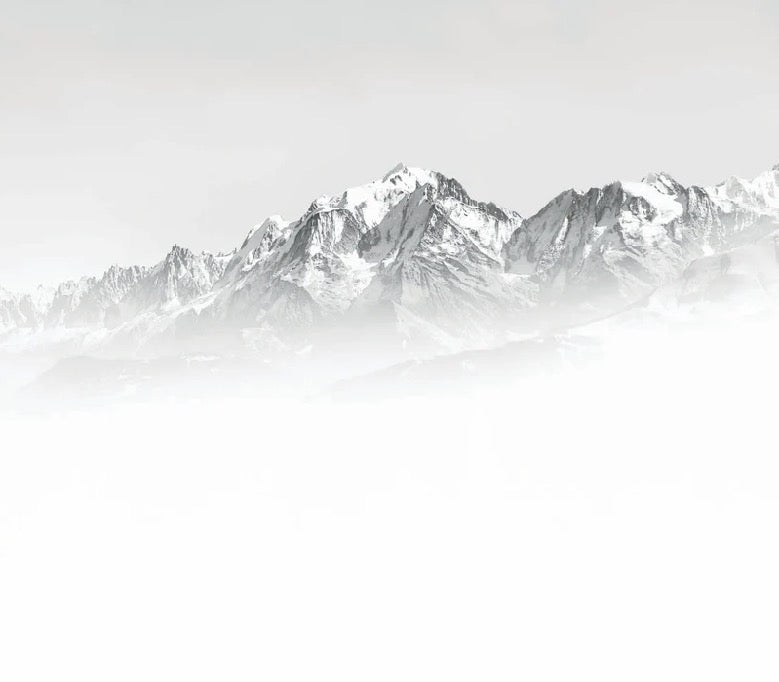 Papier peint Mont Blanc dans la brume noir et blanc, XXL, tendance