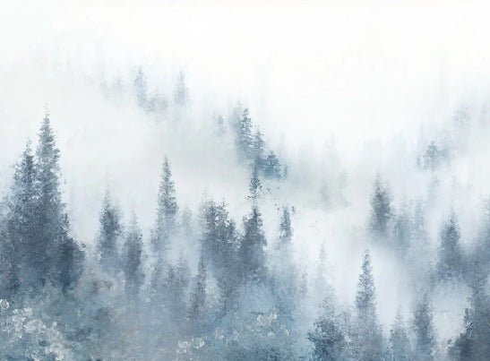 Carta da parati acquerellata blu nebbia di abete