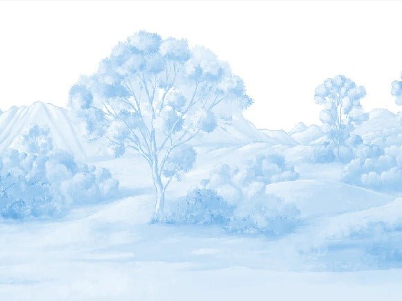 Carta da parati con paesaggio poetico blu