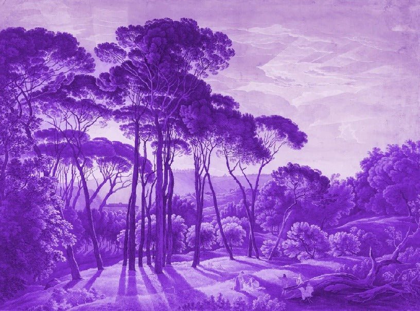 Papier peint paysage historique italien violet, XXL, tendance