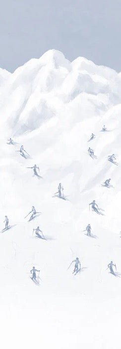 Carta da parati blu per sciatori di montagna