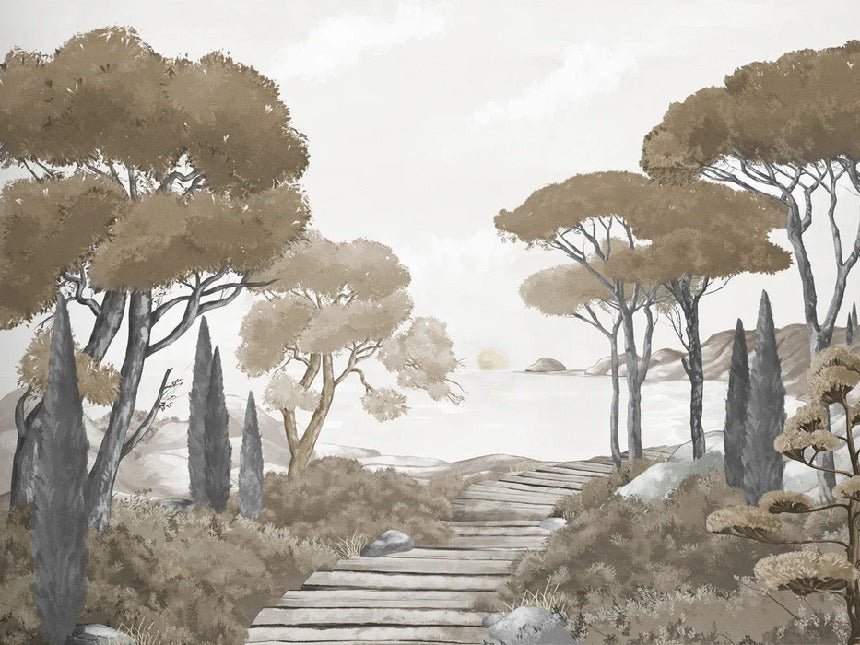 Papier peint balade dans les calanques brun, XXL, tendance