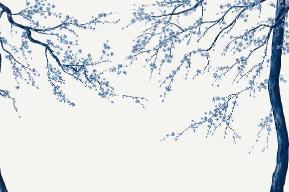 Carta da parati panoramica Sakura white flower