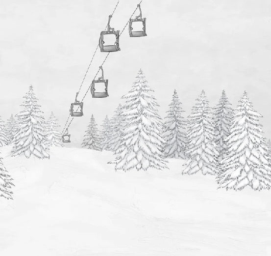 Carta da parati in bianco e nero per gondola di montagna