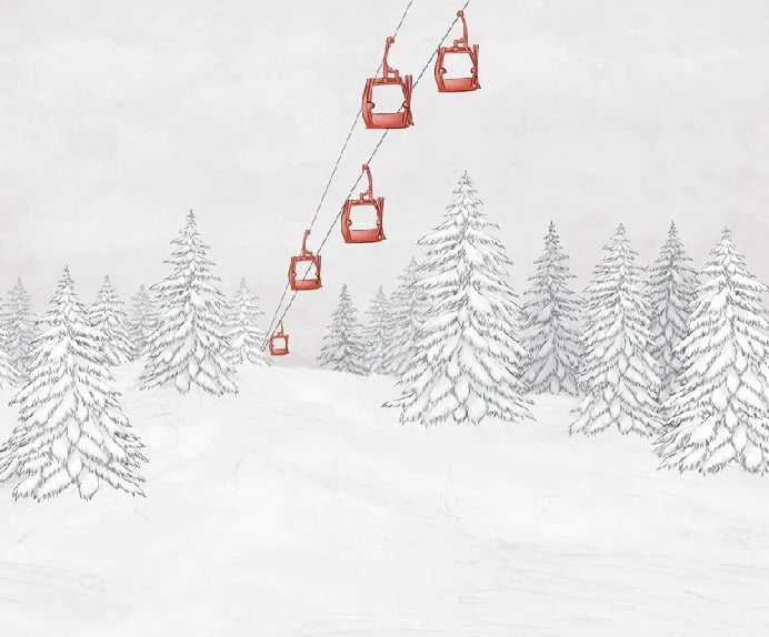 Carta da parati rossa per gondola di montagna