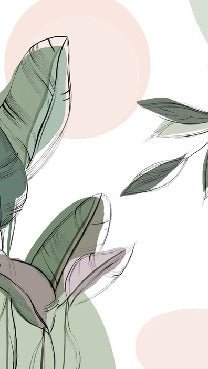 Papier peint panoramique végétal graphique vert, XXL, tendance