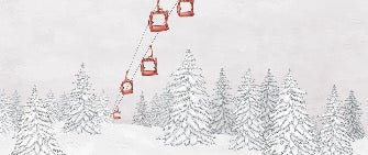 Carta da parati rossa per gondola di montagna