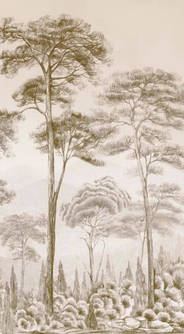 Papier peint nature pinède sépia, XXL, tendance