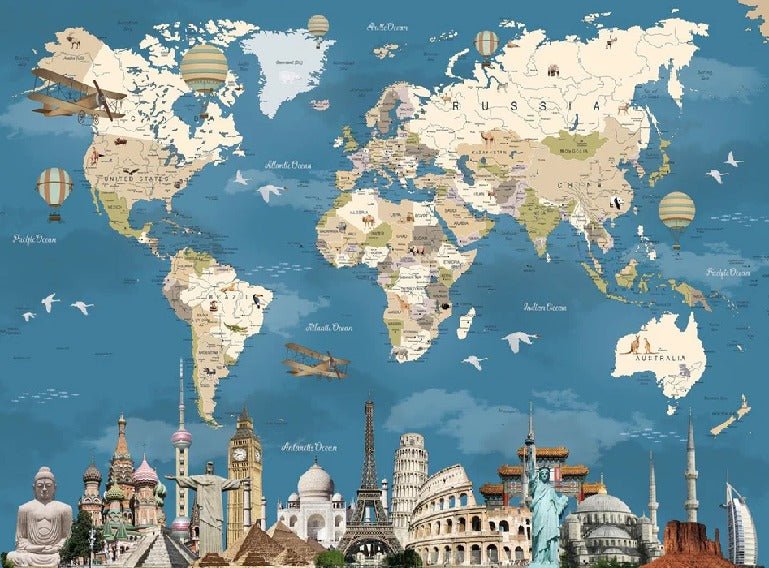 Papier peint carte monde Monument World, XXL, tendance