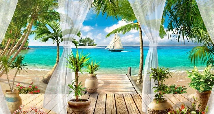 Papier peint Windows Sea, XXL, tendance