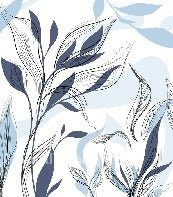 Carta da parati grafica blu con fiori