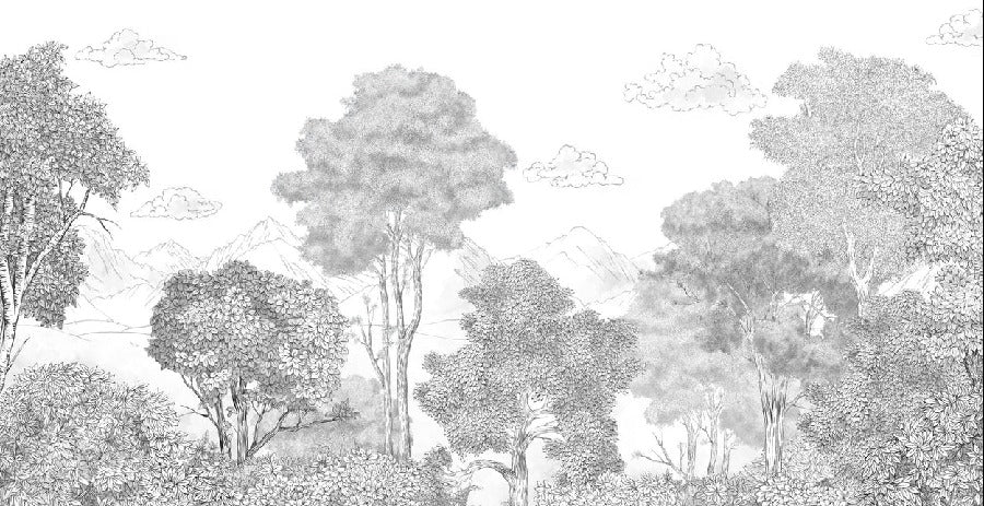 Foreste e montagne panoramiche in carta da parati