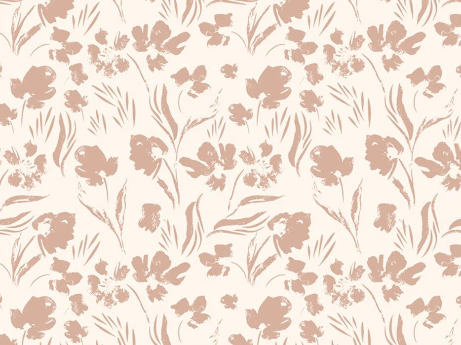 Carta da parati a fiori beige cipria