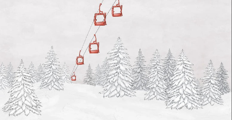 Carta da parati rossa per gondola di montagna