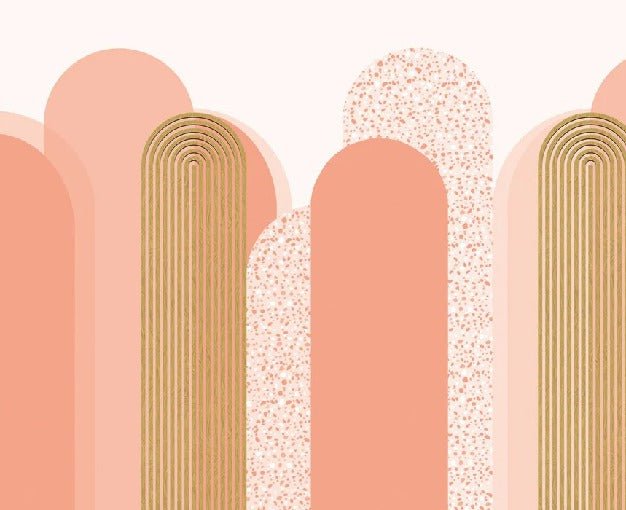 Carta da parati grafica art déco in rosa