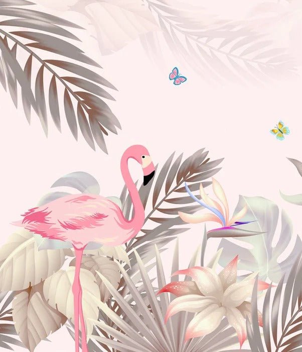 Carta da parati Palm & Pink Flamingo