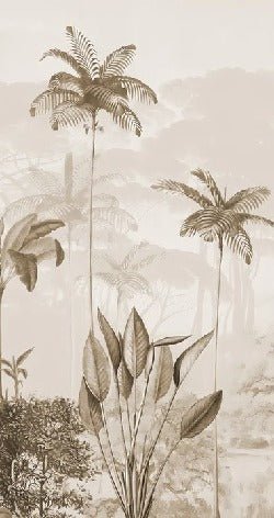 Carta da parati panoramica della giungla eden seppia