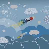 Carta da parati con razzo spaziale per bambini