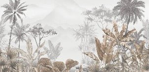 Papier peint tendance tropical sepia, XXL, tendance