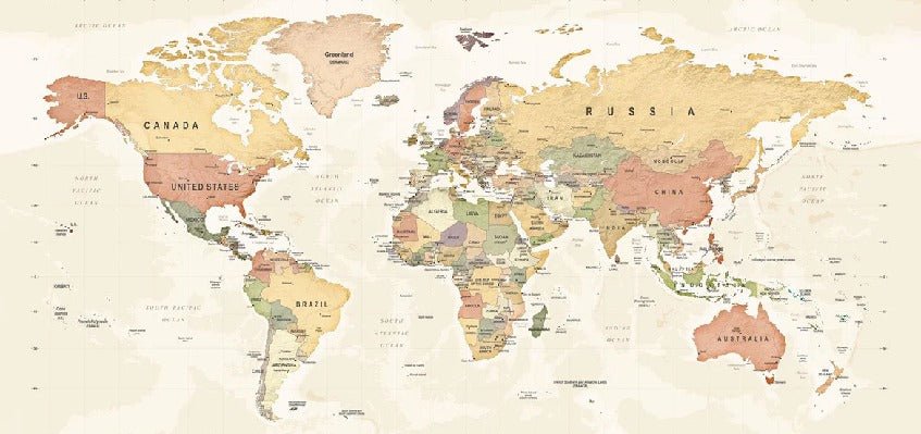 Carta da parati panoramica per l'esplorazione della mappa del mondo