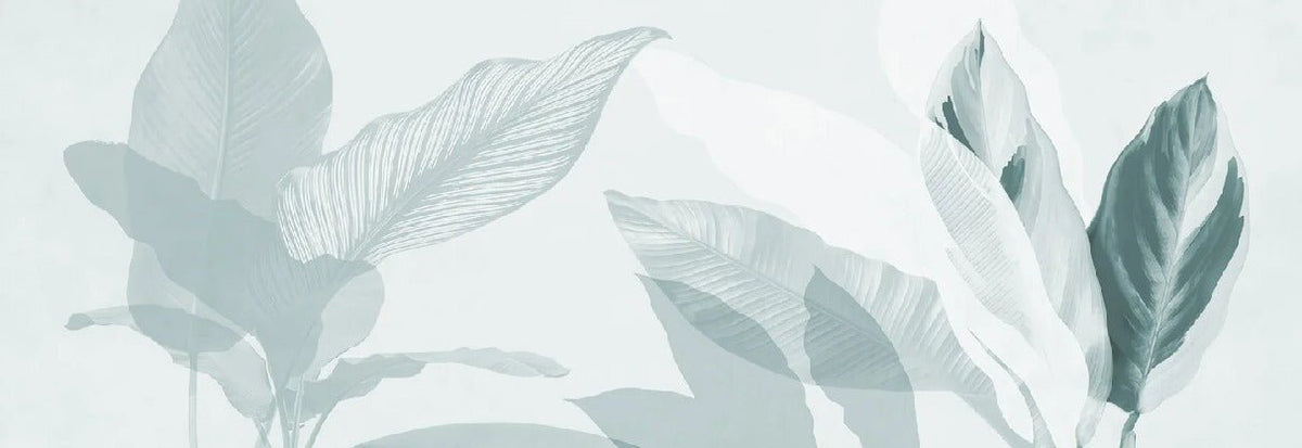 Papier peint feuillage moderne vert d'eau