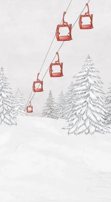Carta da parati rossa per gondola di montagna
