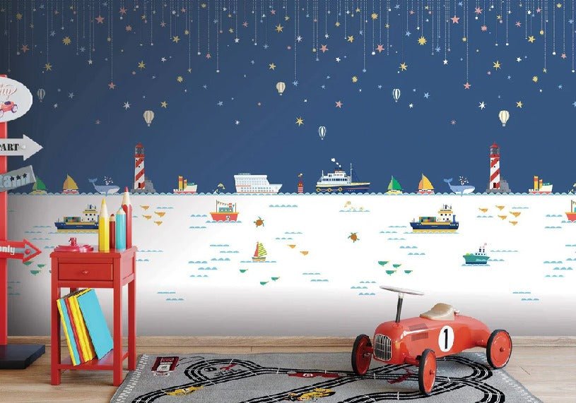 Carta da parati per bambini mare barca oceano