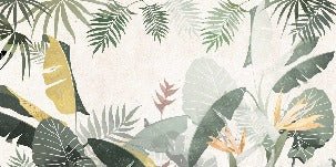 Papier peint sur mesure végétal vert jaune, mural concept, tendance