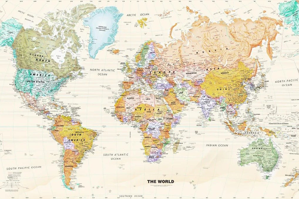 Papier peint original carte du monde, XXL, tendance