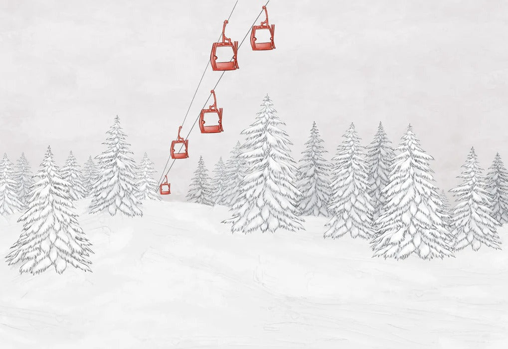 Carta da parati rossa per gondola di montagna