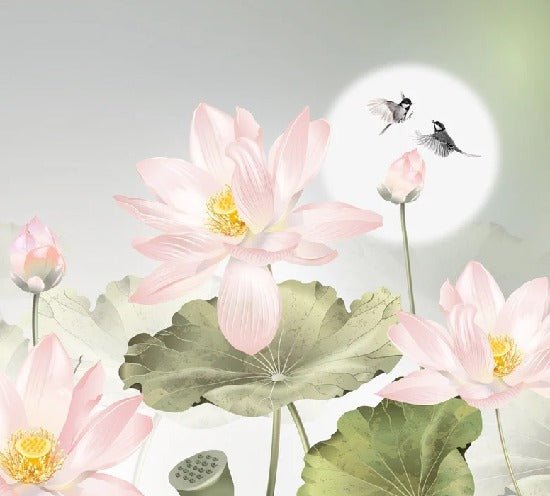 Carta da parati romantica con orchidee floreali