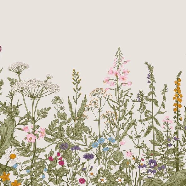 Carta da parati romantica con fiori botanici