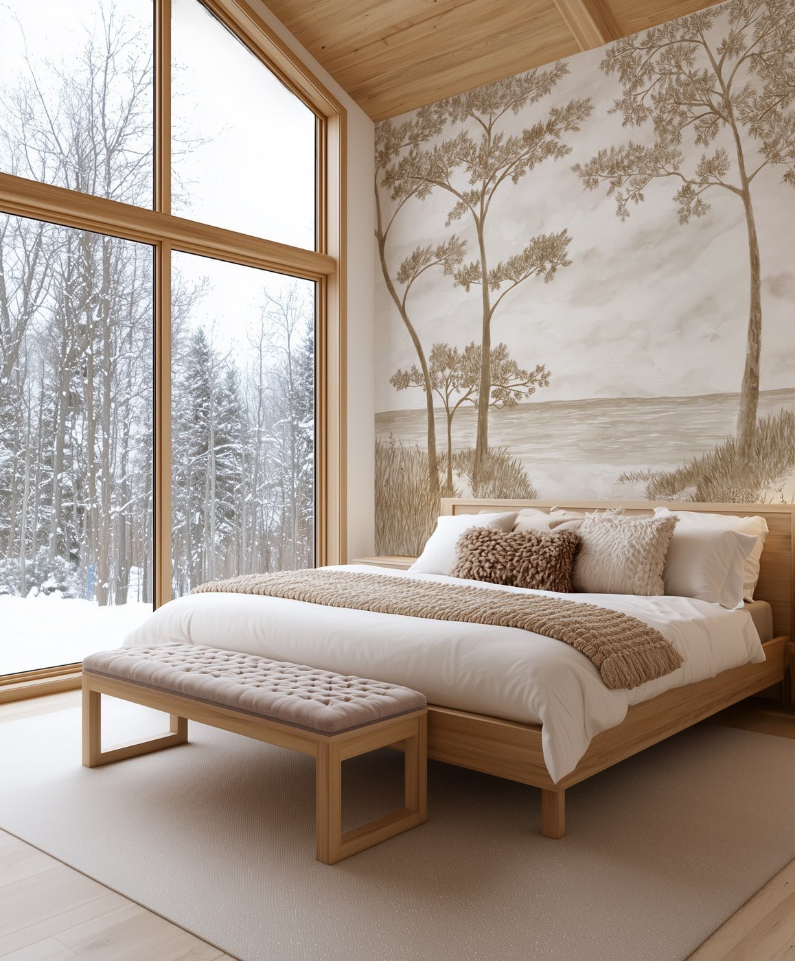 Papier peint Pins maritimes et dunes - Sépia - Muralconcept