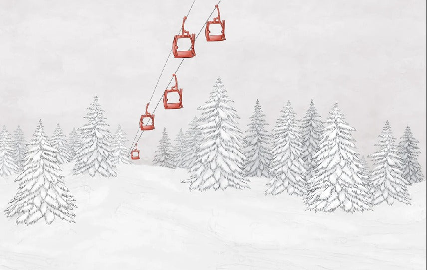 Papier peint montagne télécabine rouge, XXL, tendance