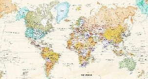 Carta da parati originale con mappa del mondo
