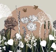 Carta da parati panoramica con illustrazione floreale