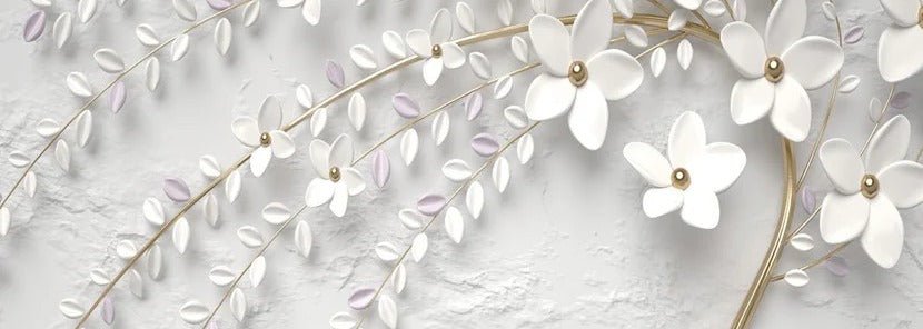 Papier peint panoramique trompe l'oeil arbre fleuri 3D, XXL, tendance