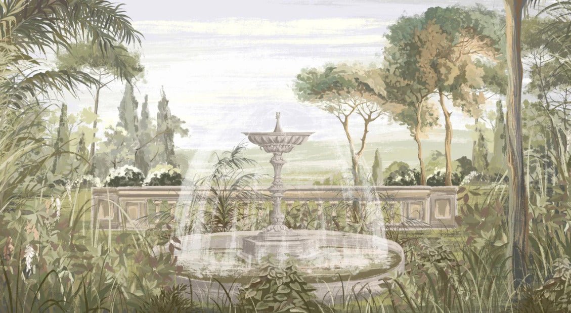 Carta da parati del paesaggio del vecchio giardino