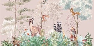 Carta da parati per la cameretta dei bambini, natura magica rosa