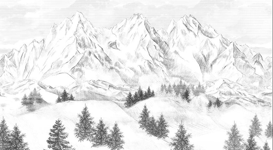 Papier peint montagne sommets de Chamonix, XXL, tendance