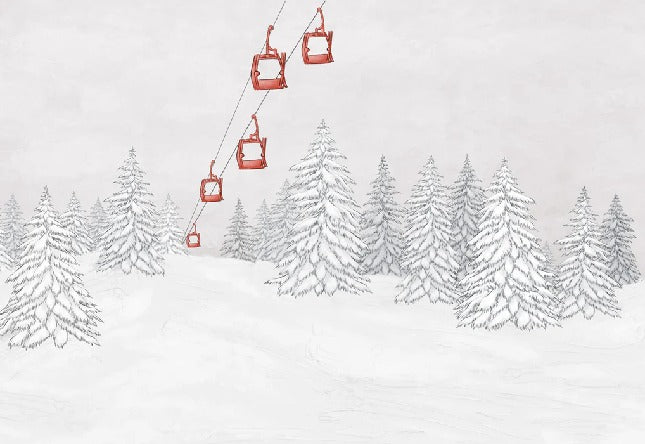 Carta da parati rossa per gondola di montagna