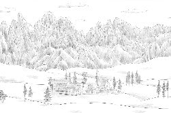 Dolomiti paesaggio italiano carta da parati bianco nero
